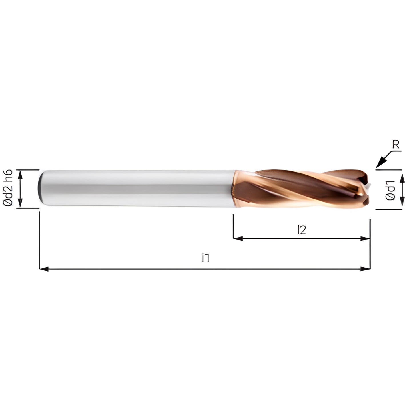 Vollhartmetall-Schaftfräser mit Eckenradius / Standardversion
